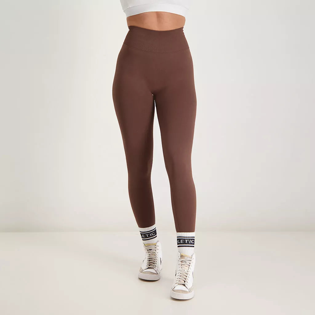 Leggings Tapered Woman Brown Coffee Seamless Size L/XL Very Comfortable